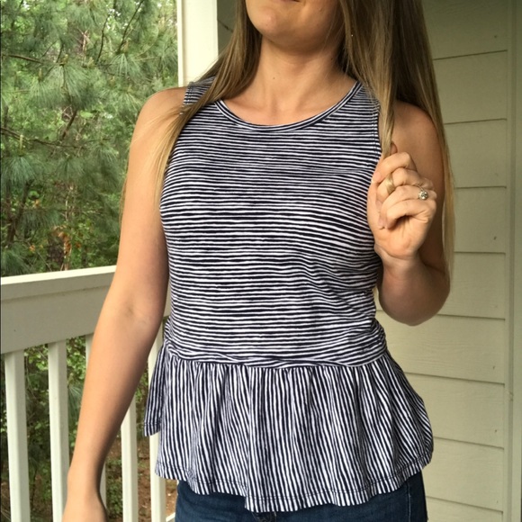 Old Navy & White Stripe Ruffle Sleeveless Tank - Picture 5 of 5